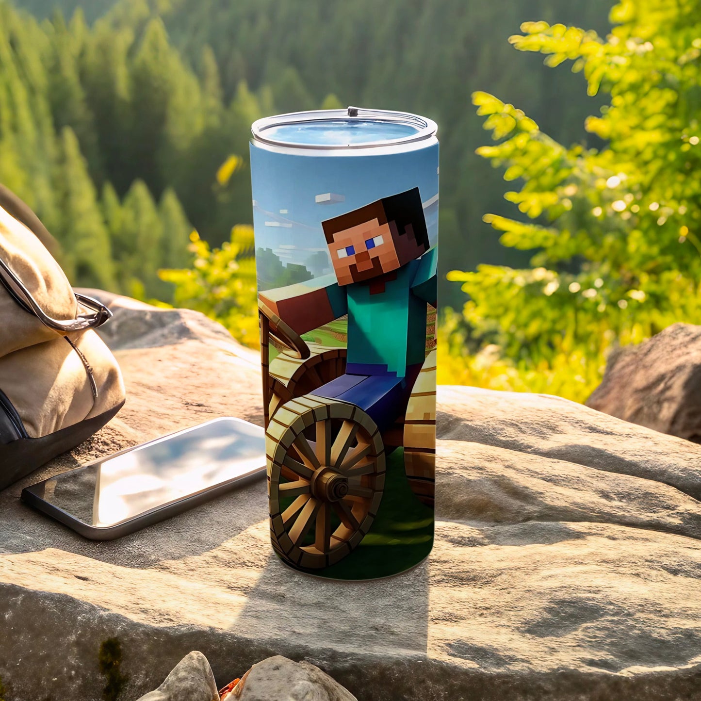 Vibrant Gamer Graphic Travel Cup with Secure Lid