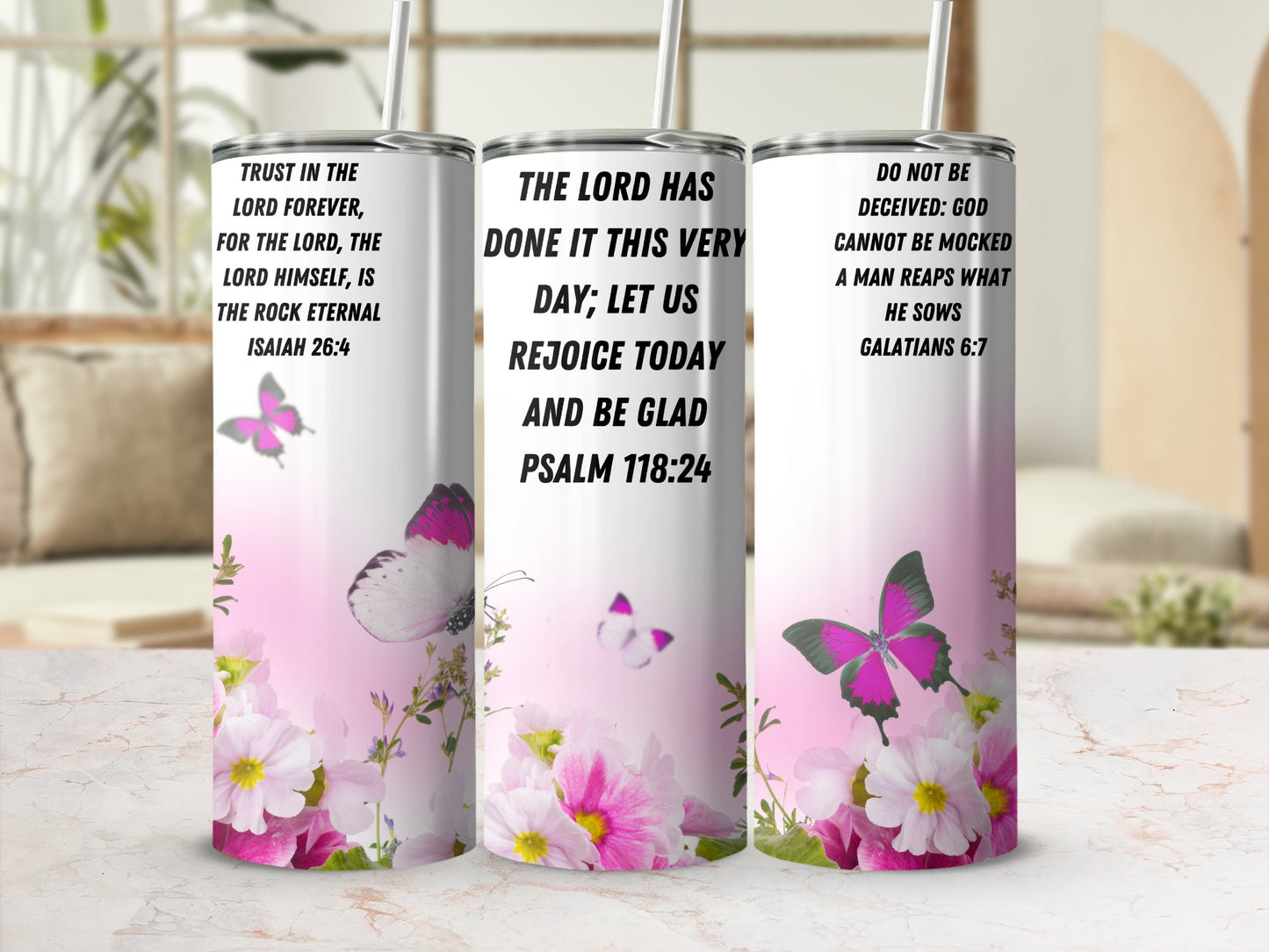 Inspirational Tumbler Featuring Biblical Quotes