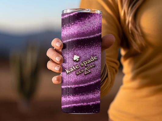 Kate Spade Inspired New York Sparkling Purple Design Tumblers