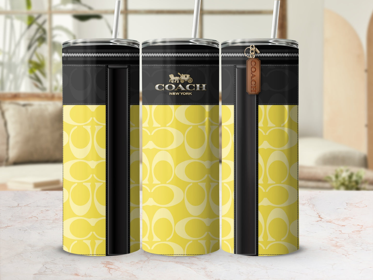 Stylish Yellow and Black Coach New York Tumbler