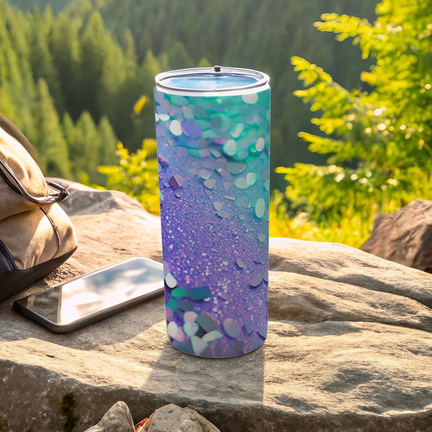 Iridescent Glitter Confetti Purple Turquoise Tumbler product type