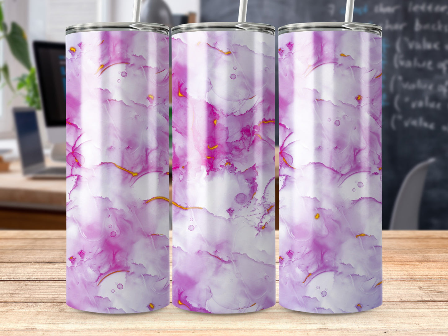 Pink White Gold Abstract Ink Art Swirl Tumbler product type