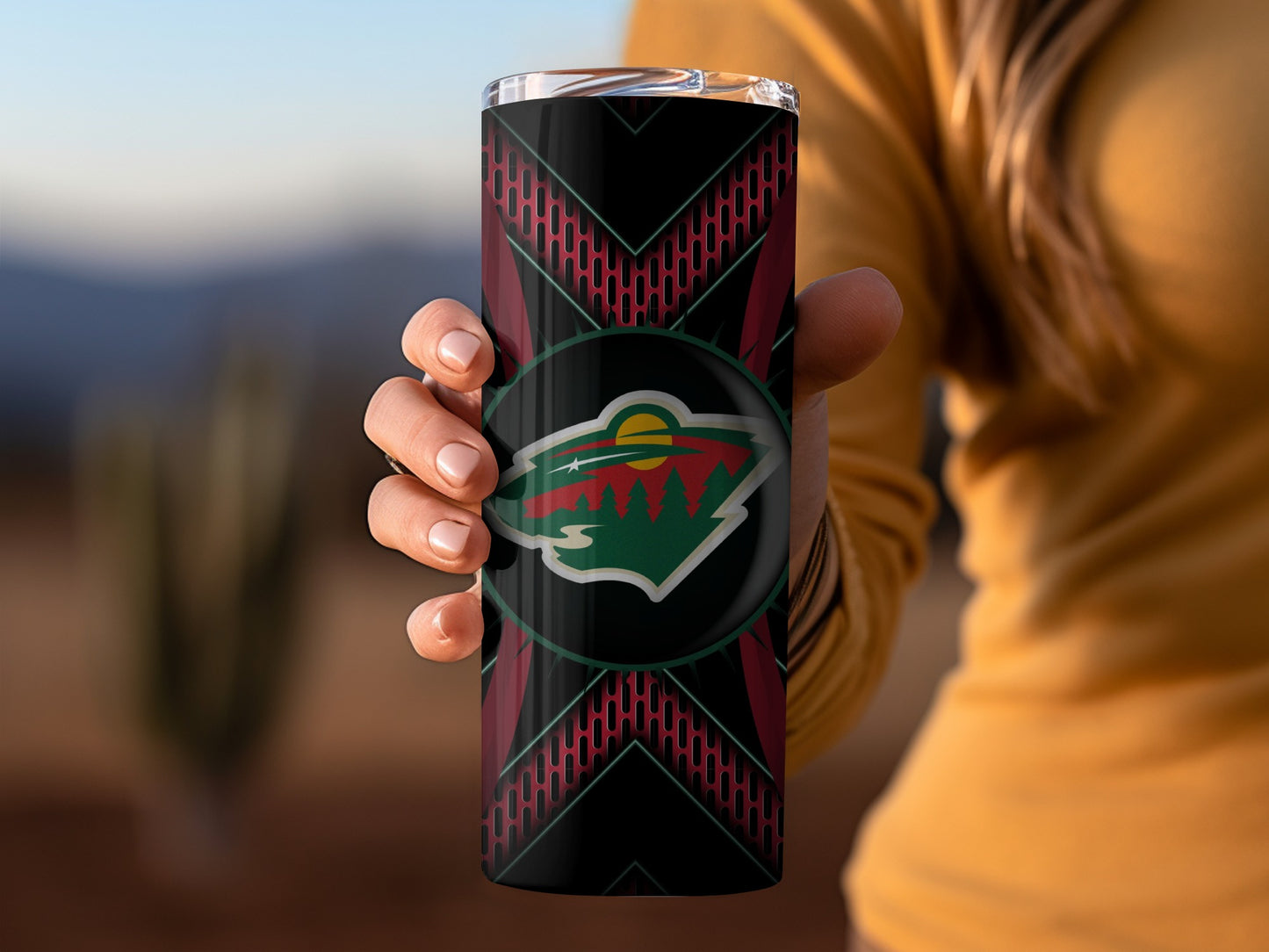 Minnesota Wild Hockey Team Logo Pattern Art Design Tumblers