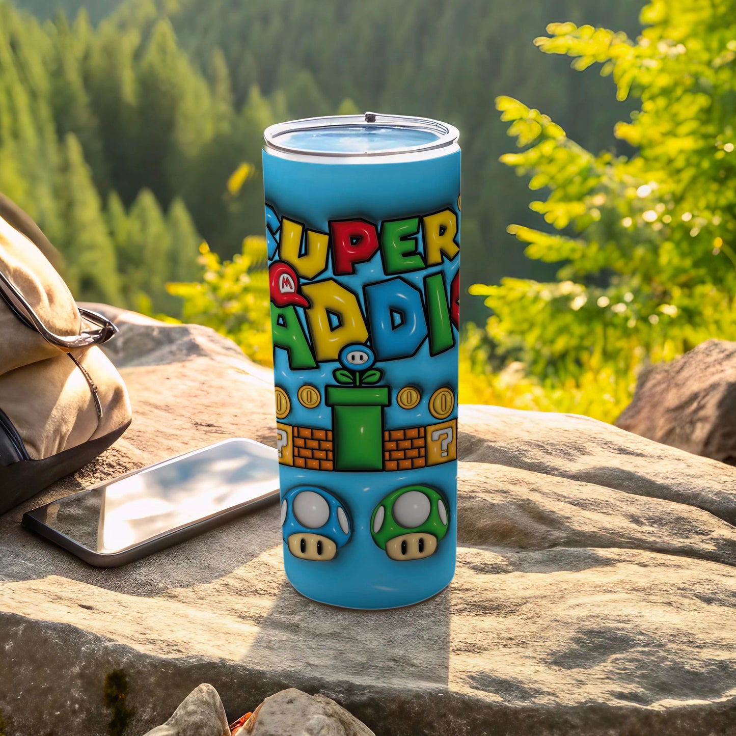 Super Daddy Tumbler with Mushroom and Pipe Design