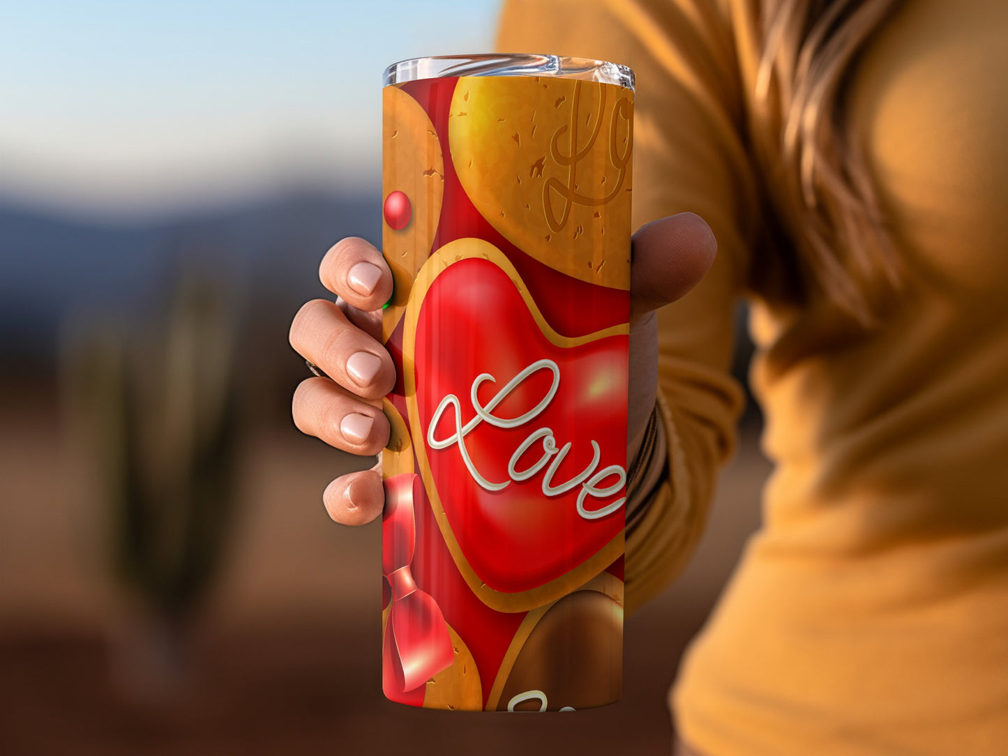 Love Heart Decorated Delicious Gingerbread Valentine Day Tumblers