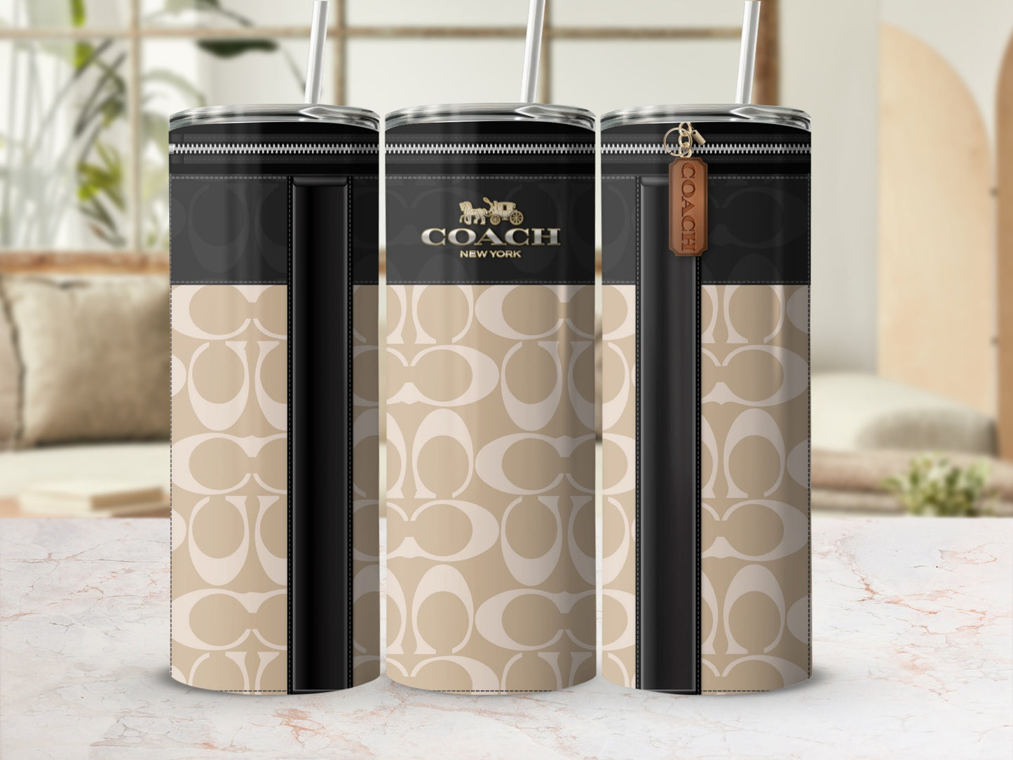 Stylish Beige and Black Designer Tumbler Product