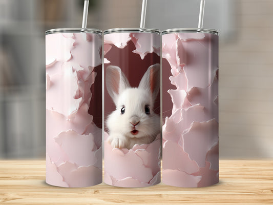 Adorable White Bunny Design Tall Drinkware Cup