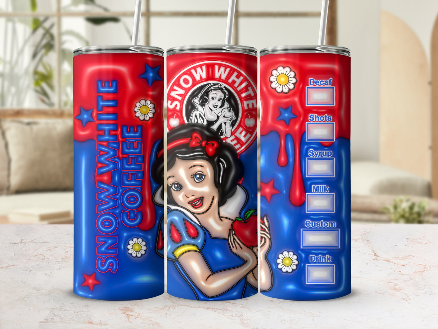 Snow White Coffee Theme Customizable Tumbler