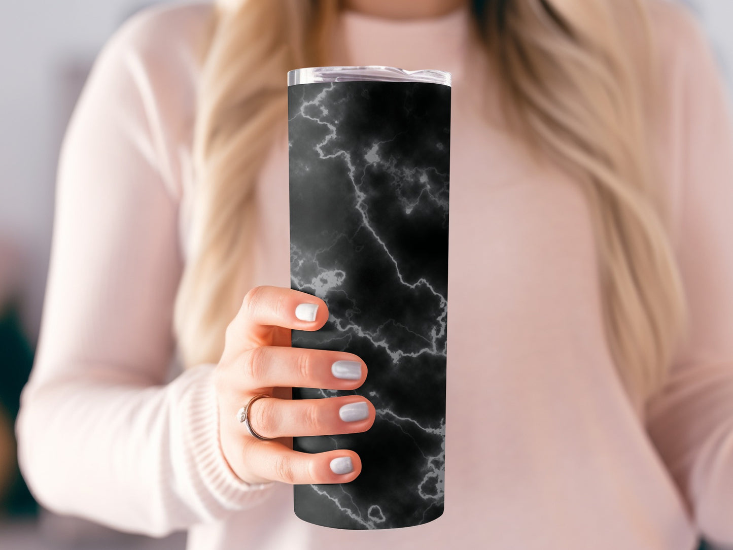 Black Lightning Abstract Electric Storm Pattern Tumblers