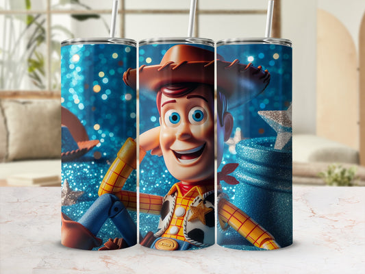 Animated Cowboy Character Glittery Insulated Tumbler