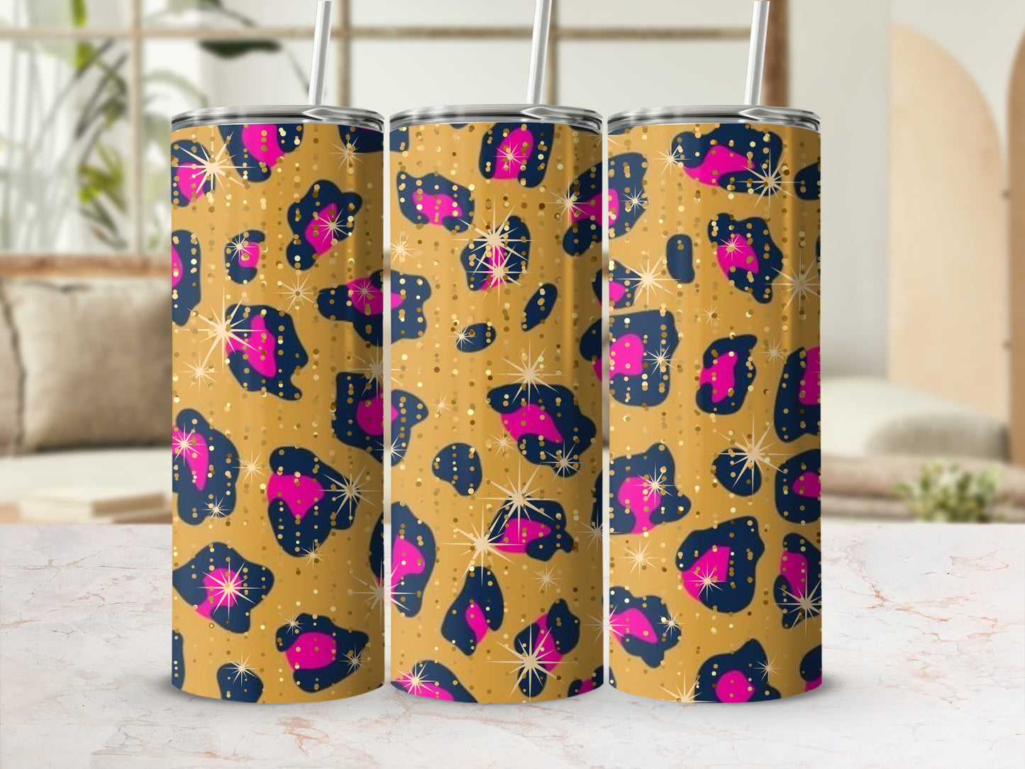 Vibrant Leopard Print Design on Stylish Tumbler