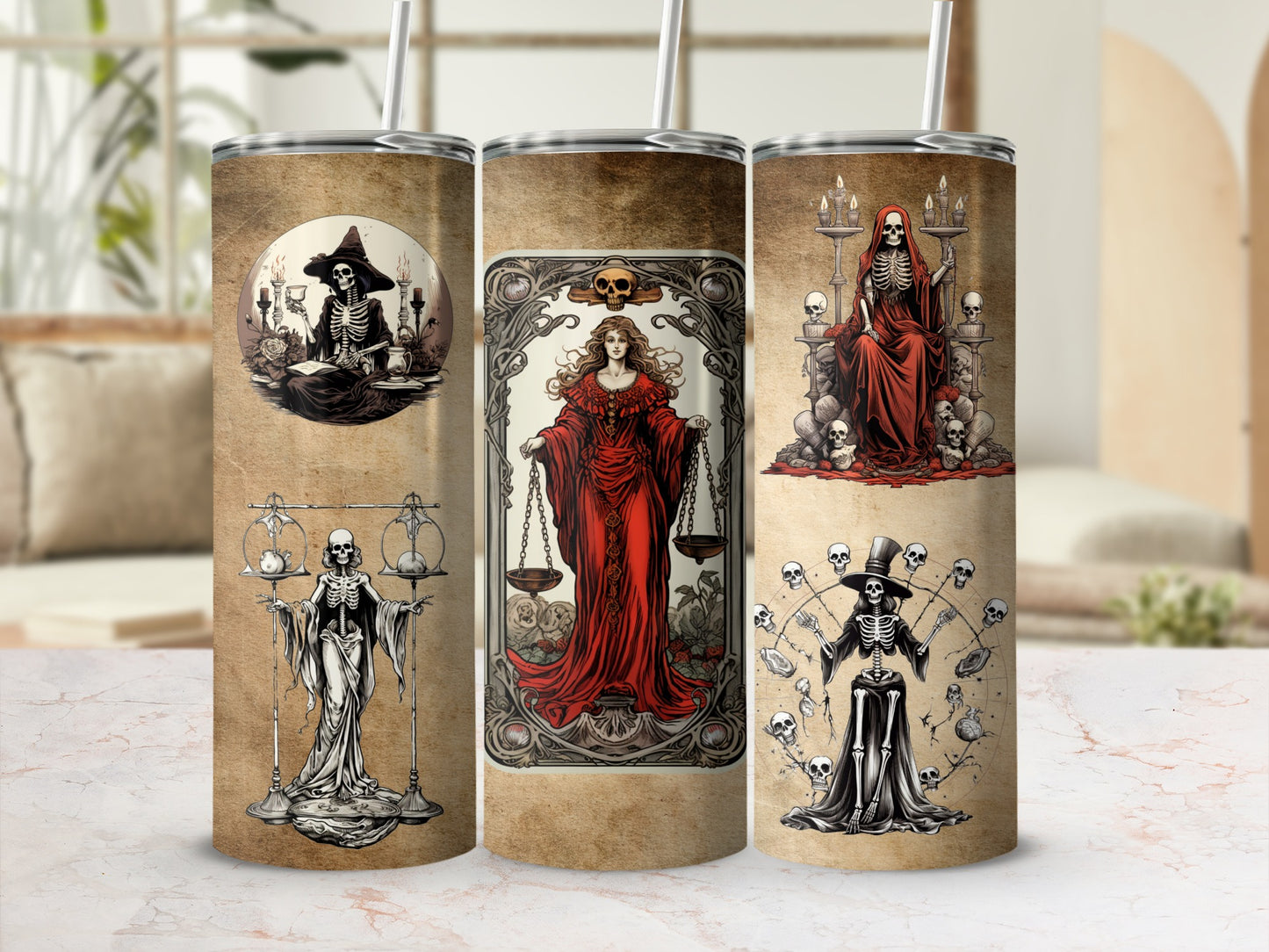 Gothic Skeleton Art Stainless Steel Tumblers