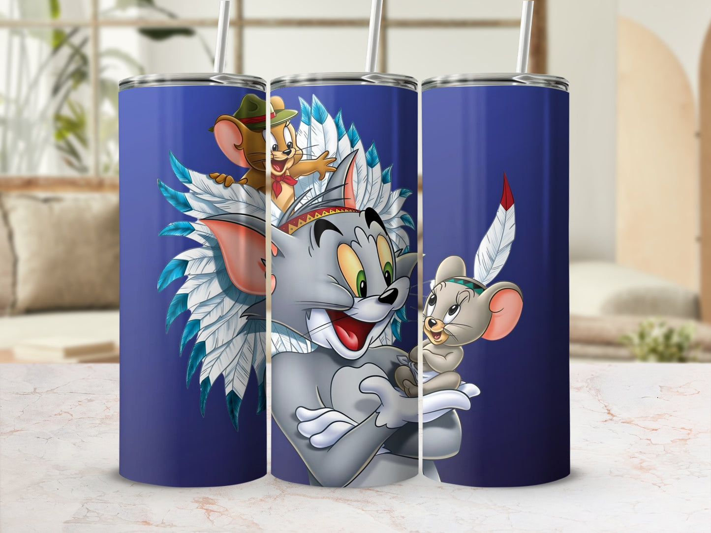 Tom and Jerry Feathered Friends Design Tumbler