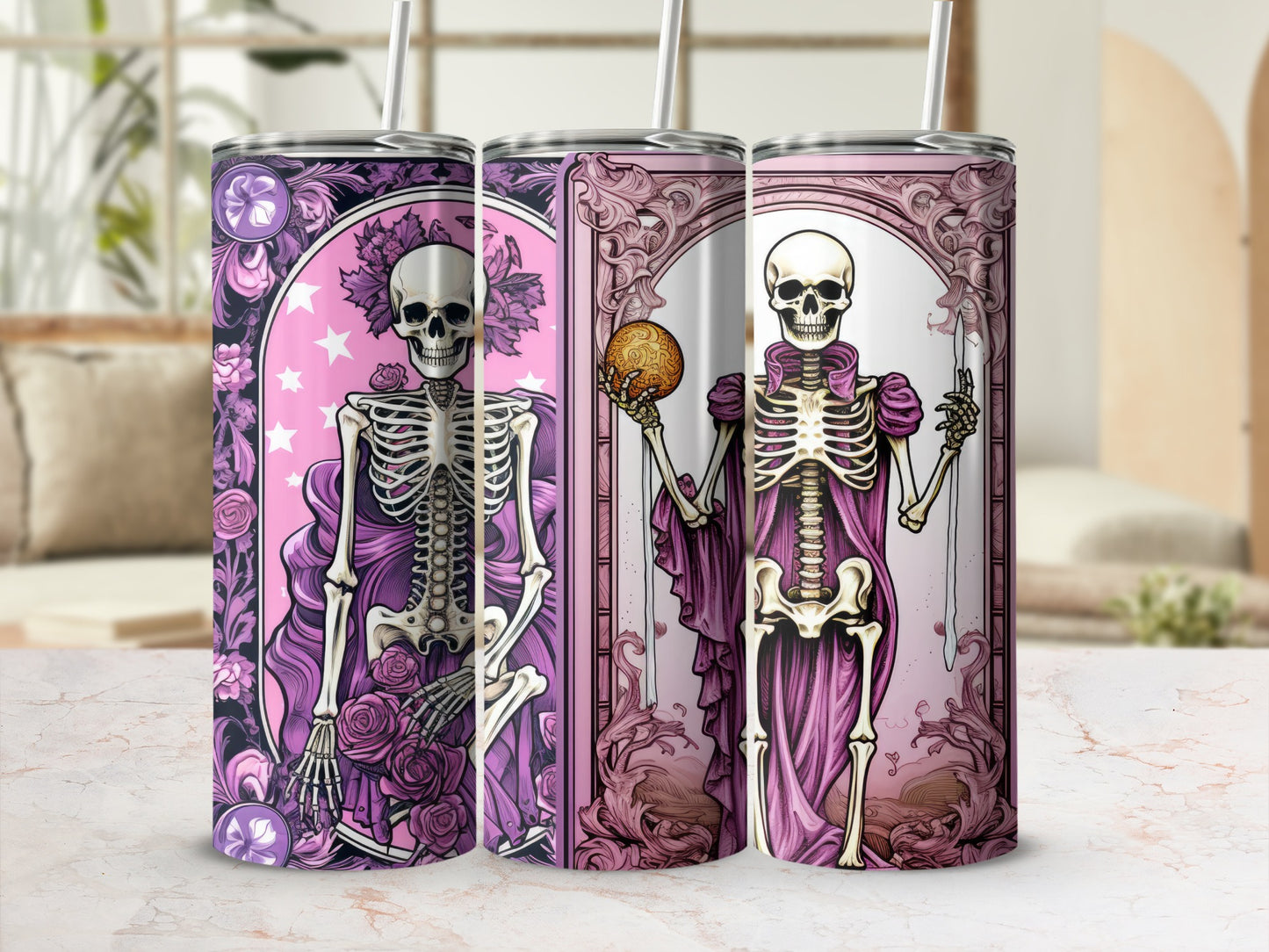 Gothic Skeletons in Purple Themed Tumbler Collection