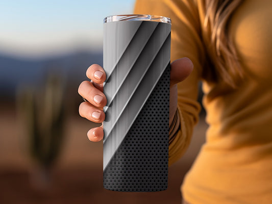 Metal Plates Over Perforated Background Texture Silver Tumblers