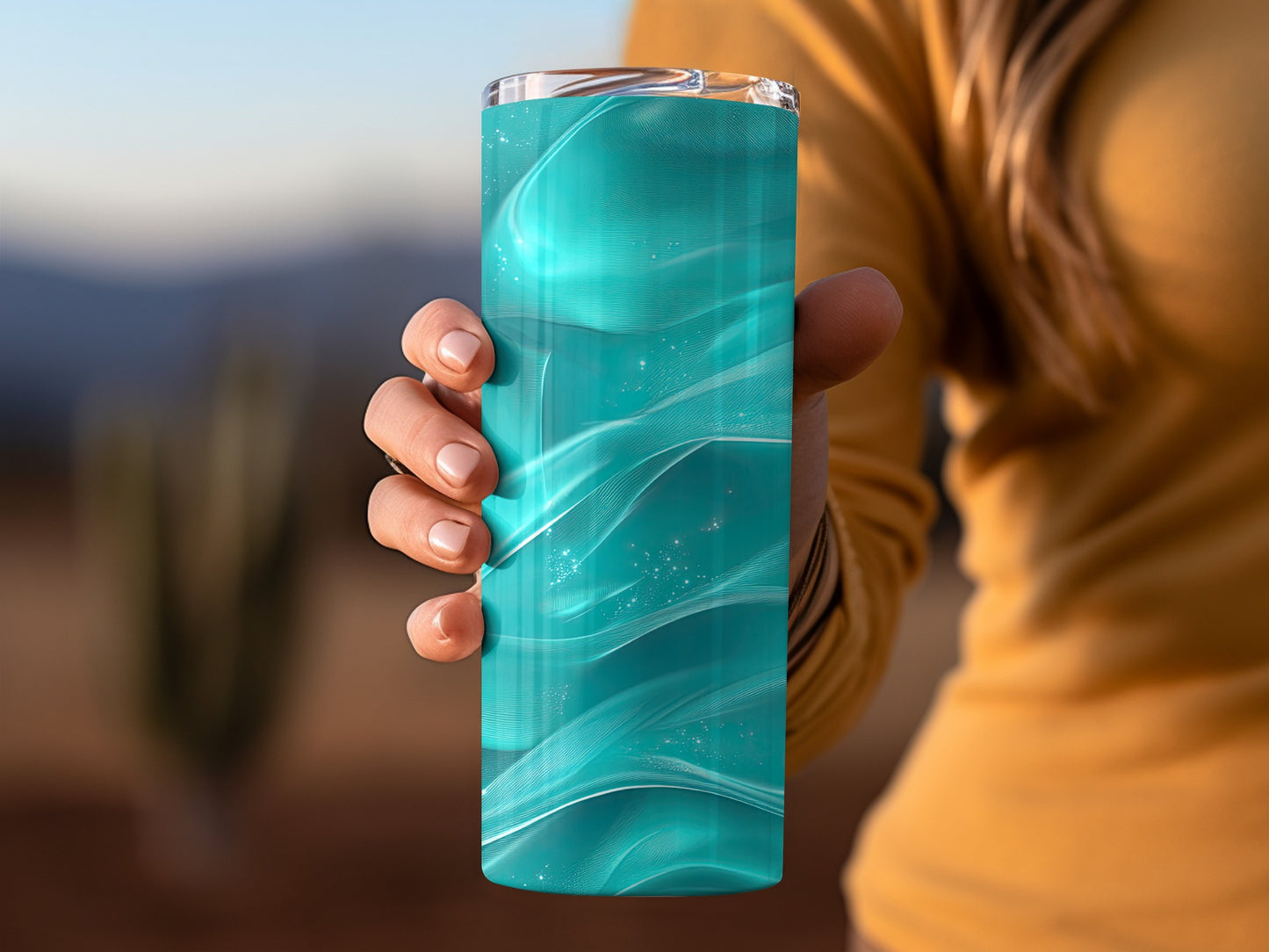 Light Turquoise Swirls and Shimmers On New Tumblers