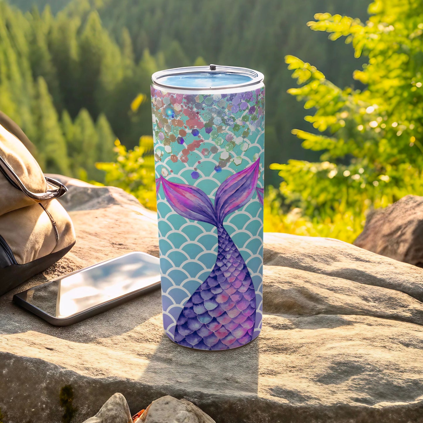 Glitter Mermaid Tail Scale Pattern Tumbler product type