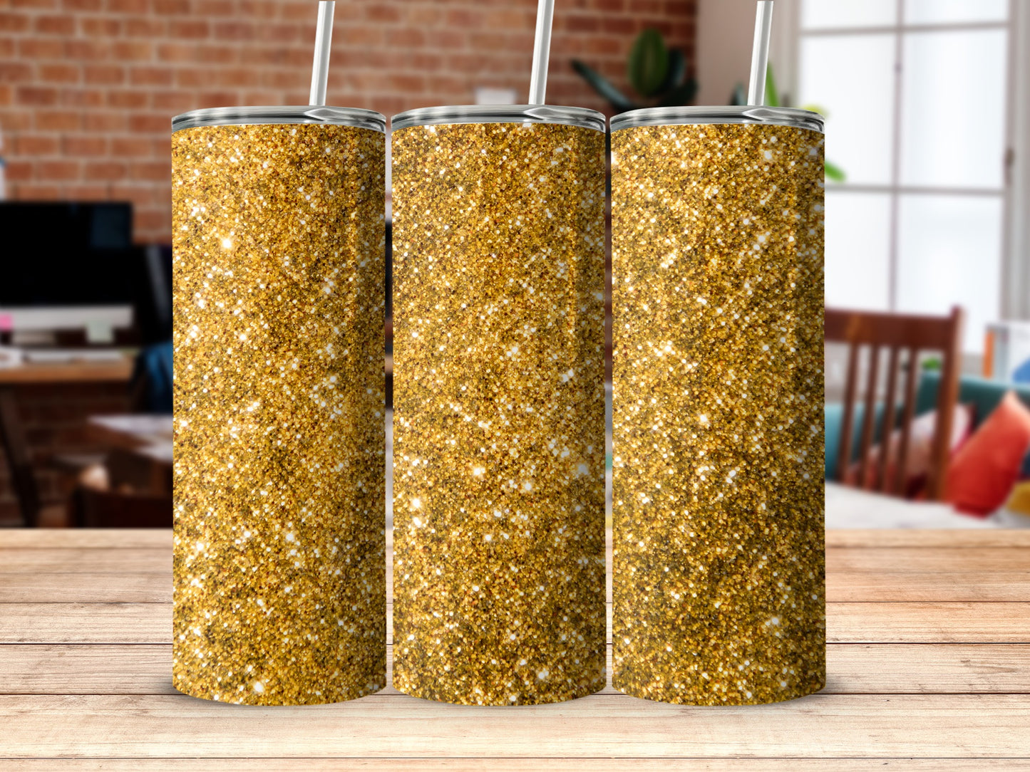 Glittery Gold Sparkling Design Tumbler