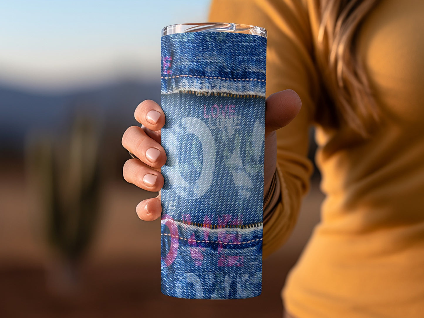 Love Jeans with Zipper Design Printed Art Tumblers