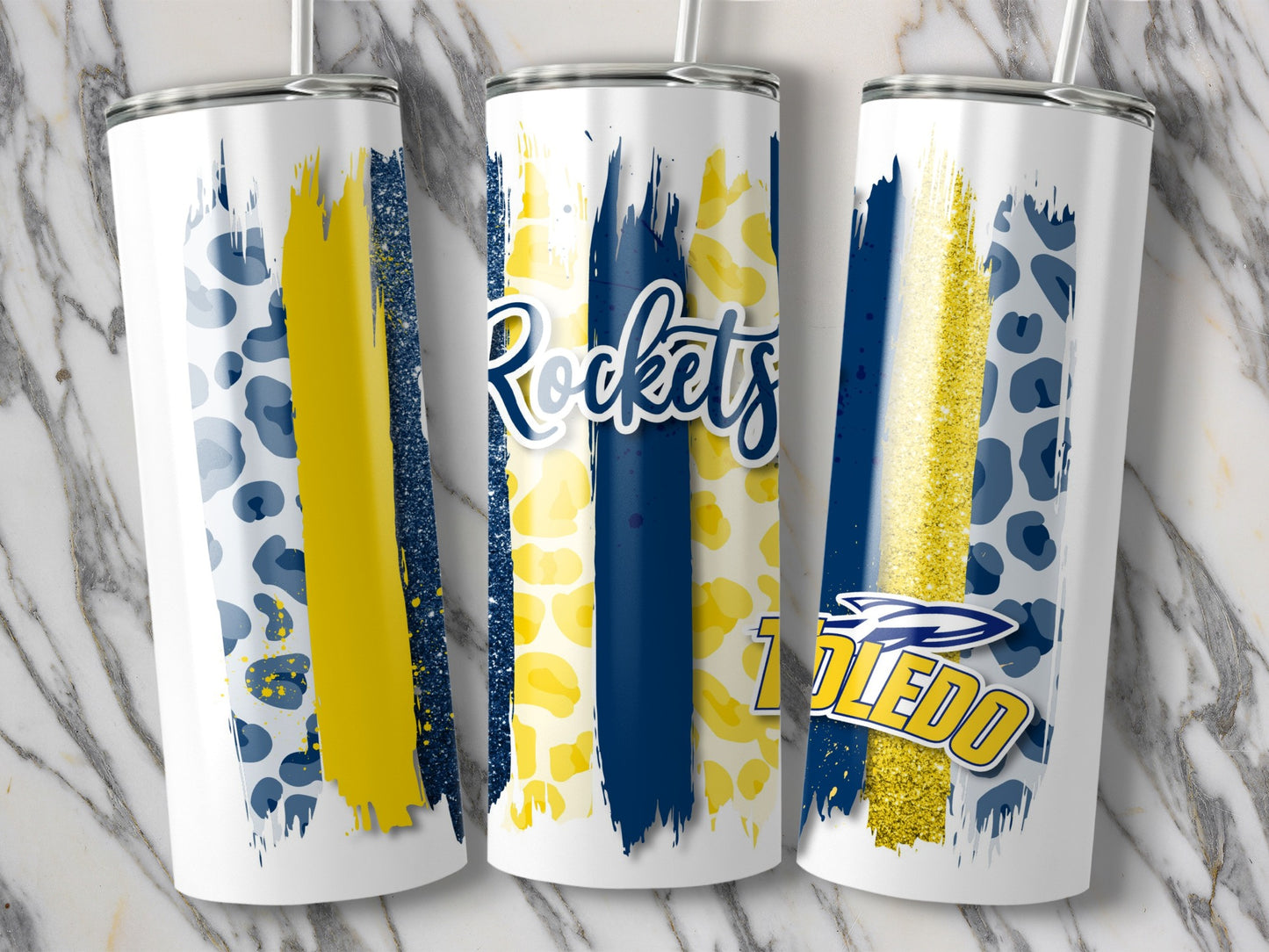 Rockets Toledo Brush Strokes Leopard Print Tumblers