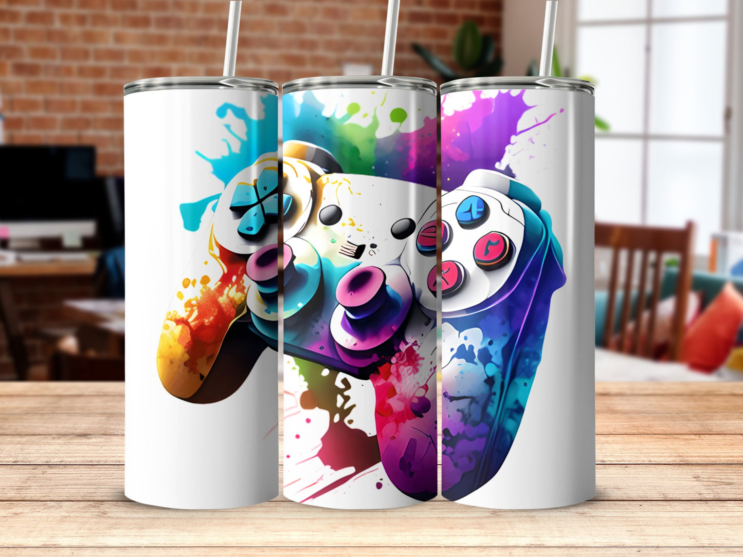 Colorful Game Controller Design Tumbler