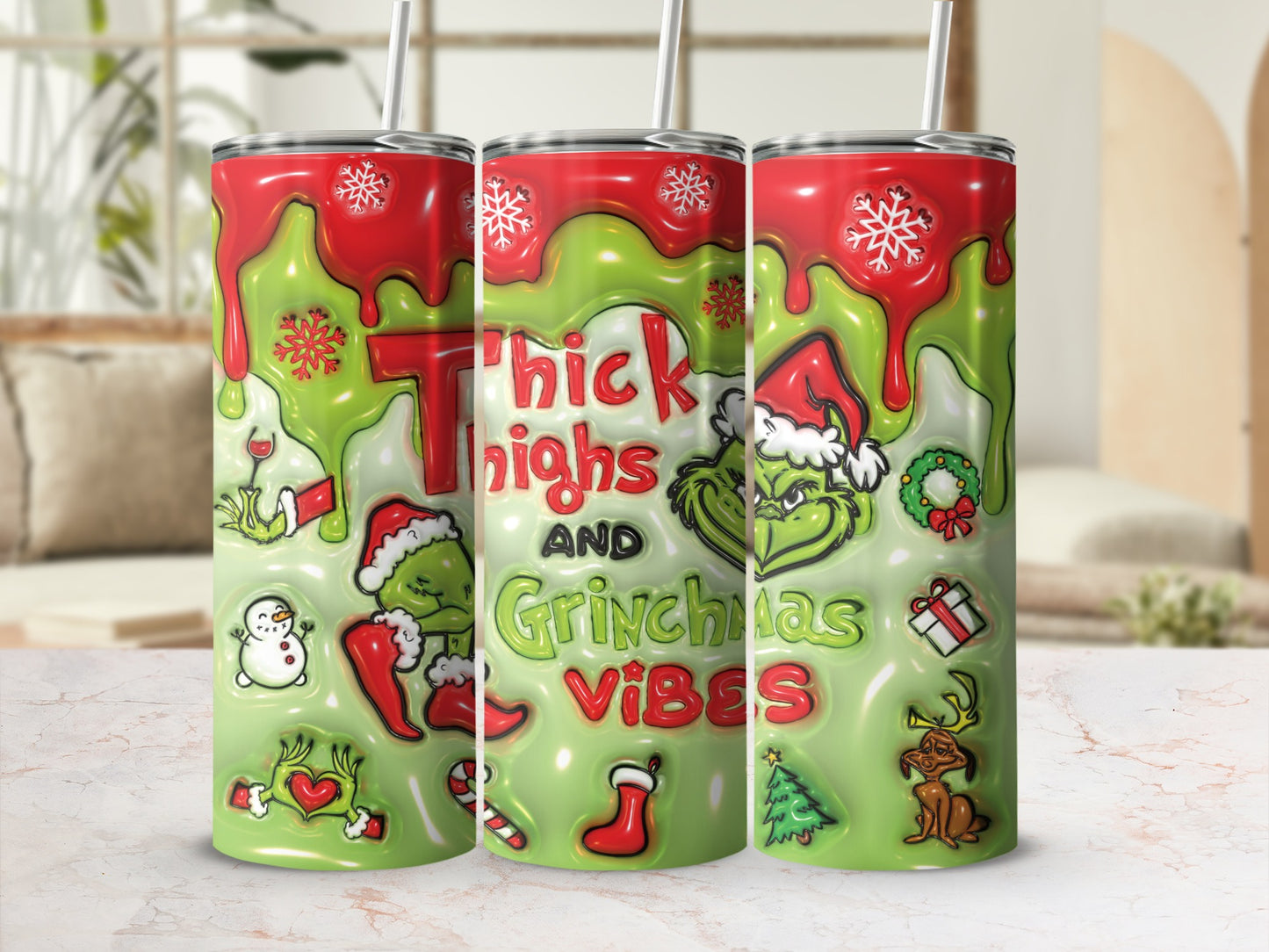 Thick Thighs And Grinchmas Vibes Tumbler Cup