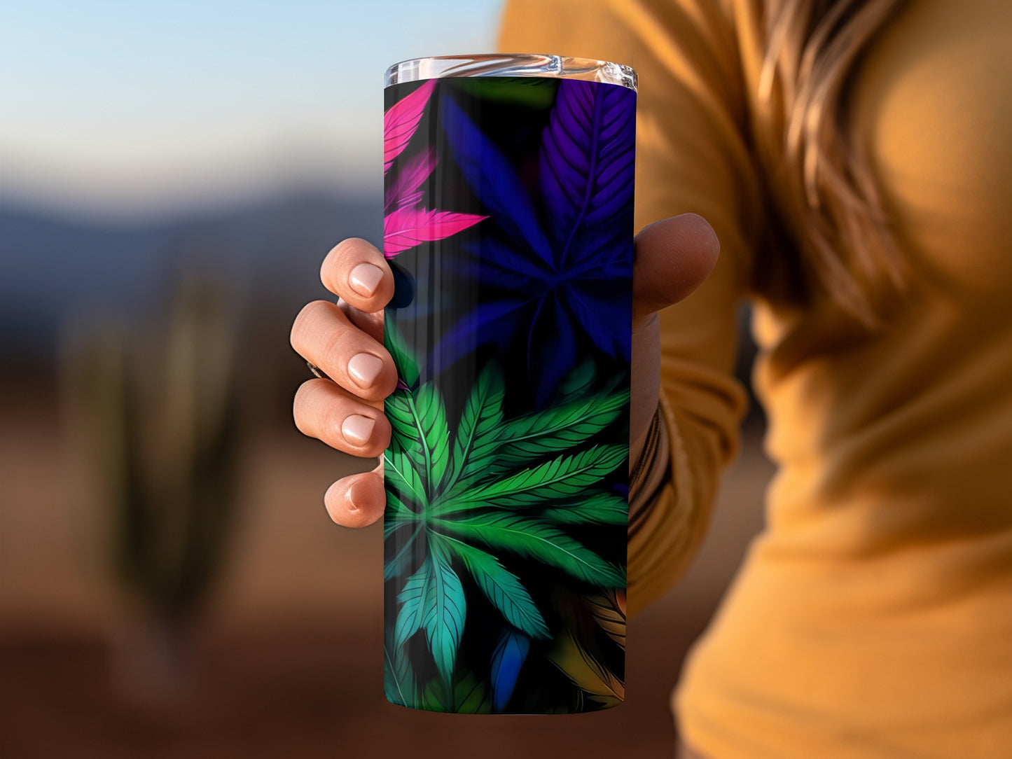 Colorful Leaf Design Insulated Tumbler Cup