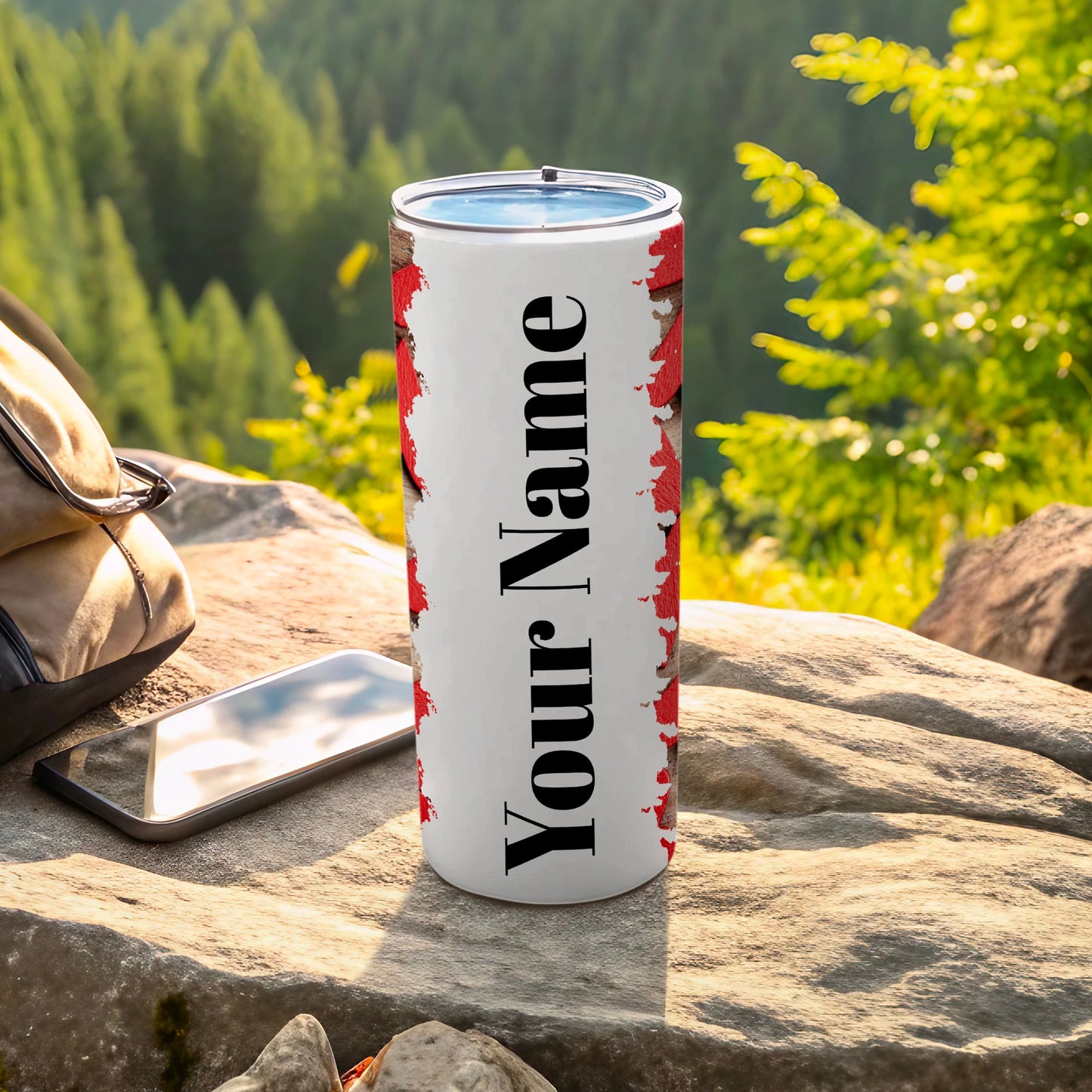 Customizable Your Name Red White Black Tumbler