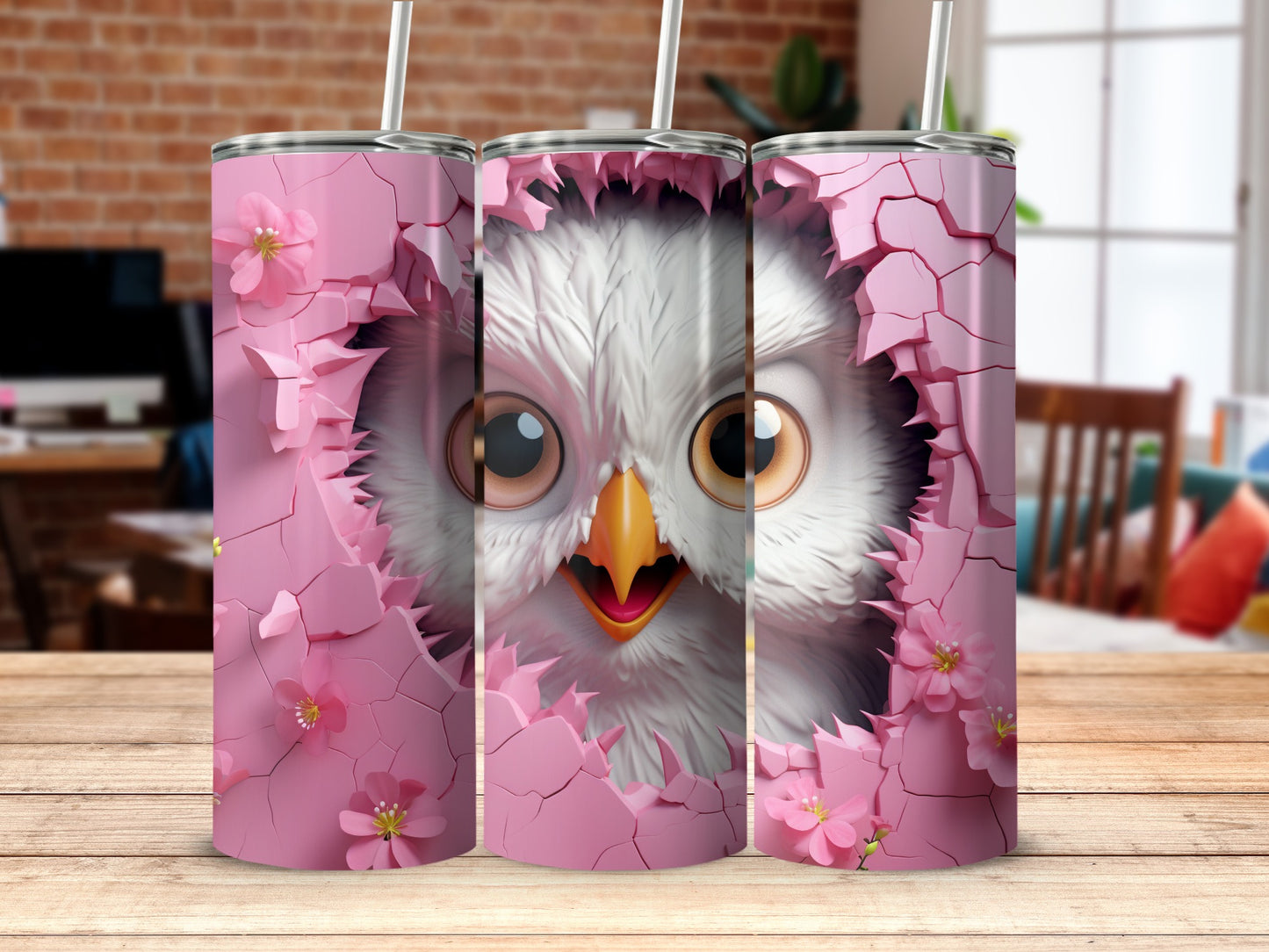 Adorable Owl Peeking Pink Cracked Eggshell Cherry Blossom product type