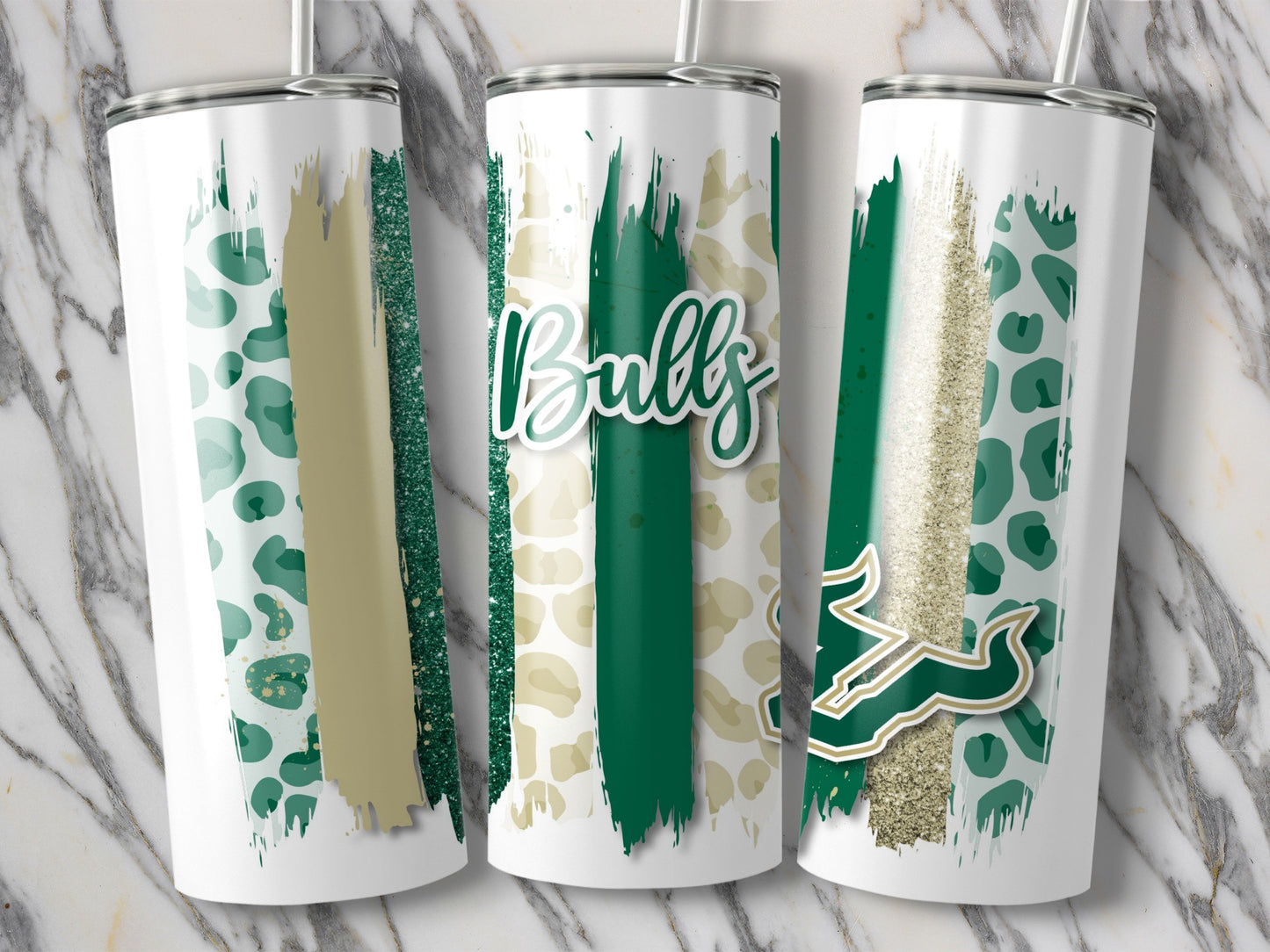 Bulls Design with South Florida Logo and Animal Prints Tumblers