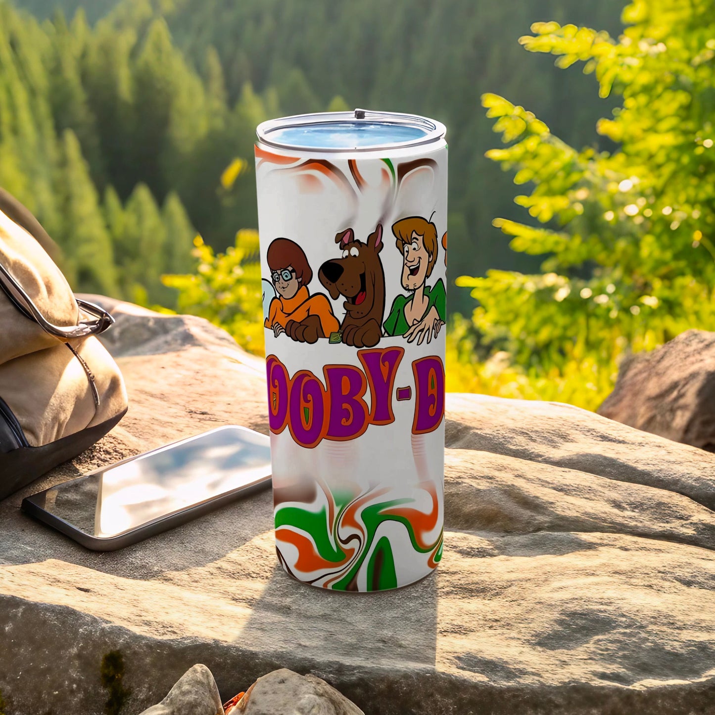 Scooby-Doo tumbler with characters Scooby, Shaggy, and Fred.