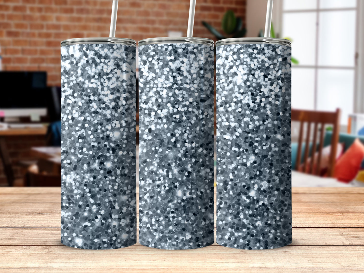 Glitter Black and White Pattern Tumblers