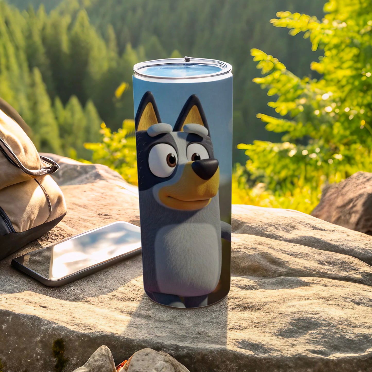 Animated Blue Dog Character Tall Travel Mug