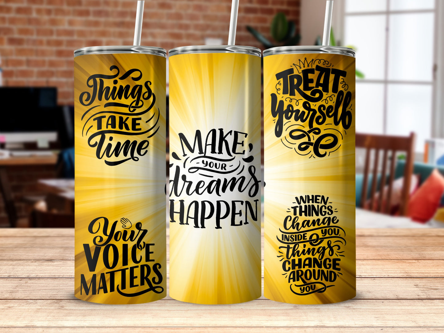 Inspirational Yellow Motivational Quote Drinkware