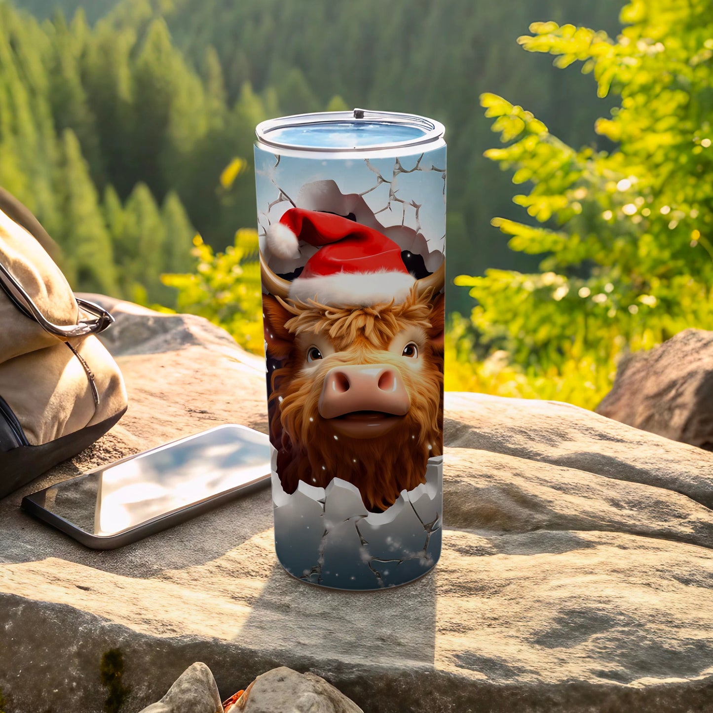 Festive Highland Cow in Santa Hat Insulated Tumbler