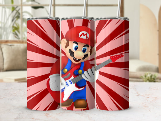 Cartoon Character with Guitar Tumbler Cup Design