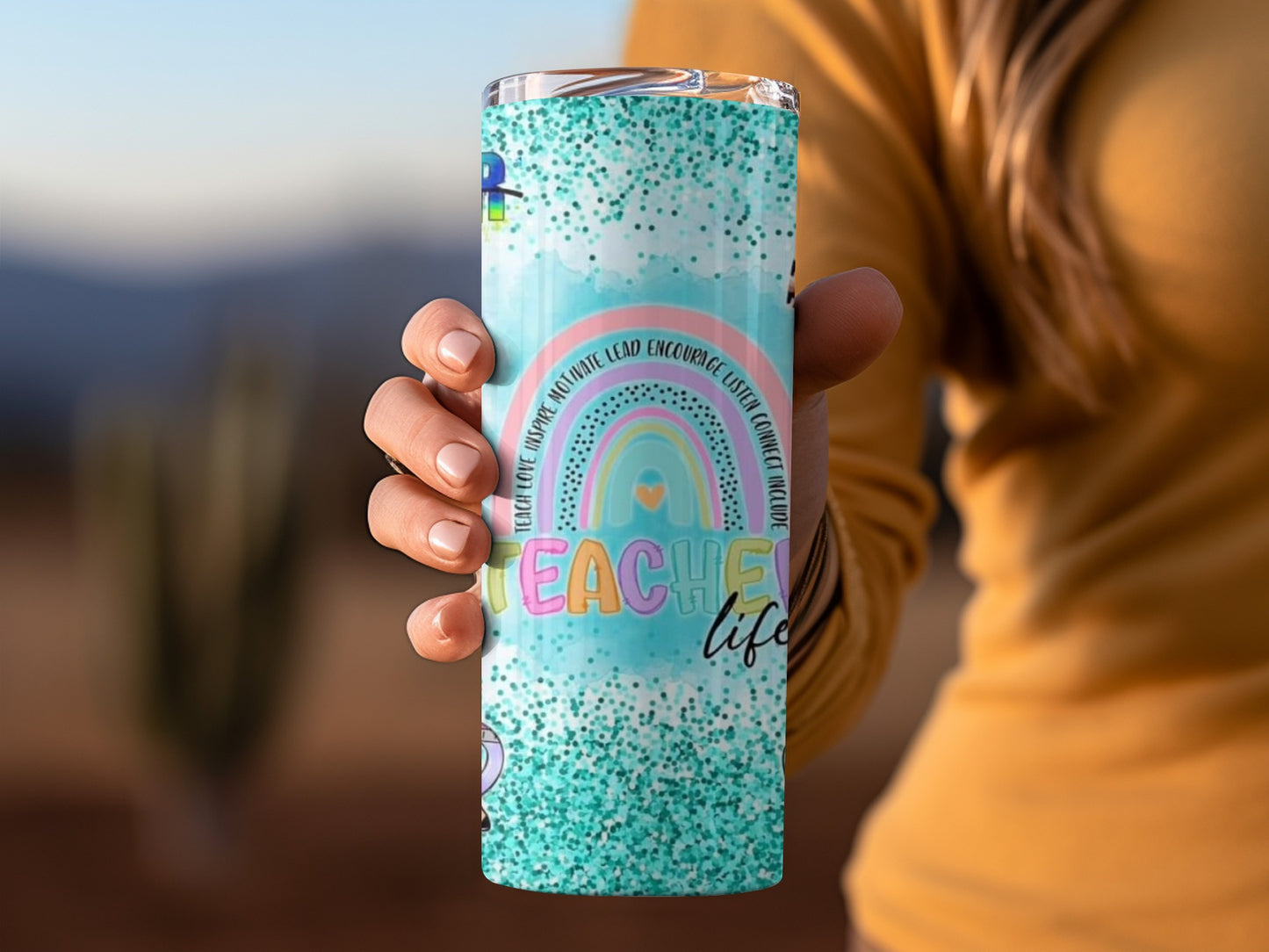 Teacher Life Rainbow Themed Design Graphics Tumblers