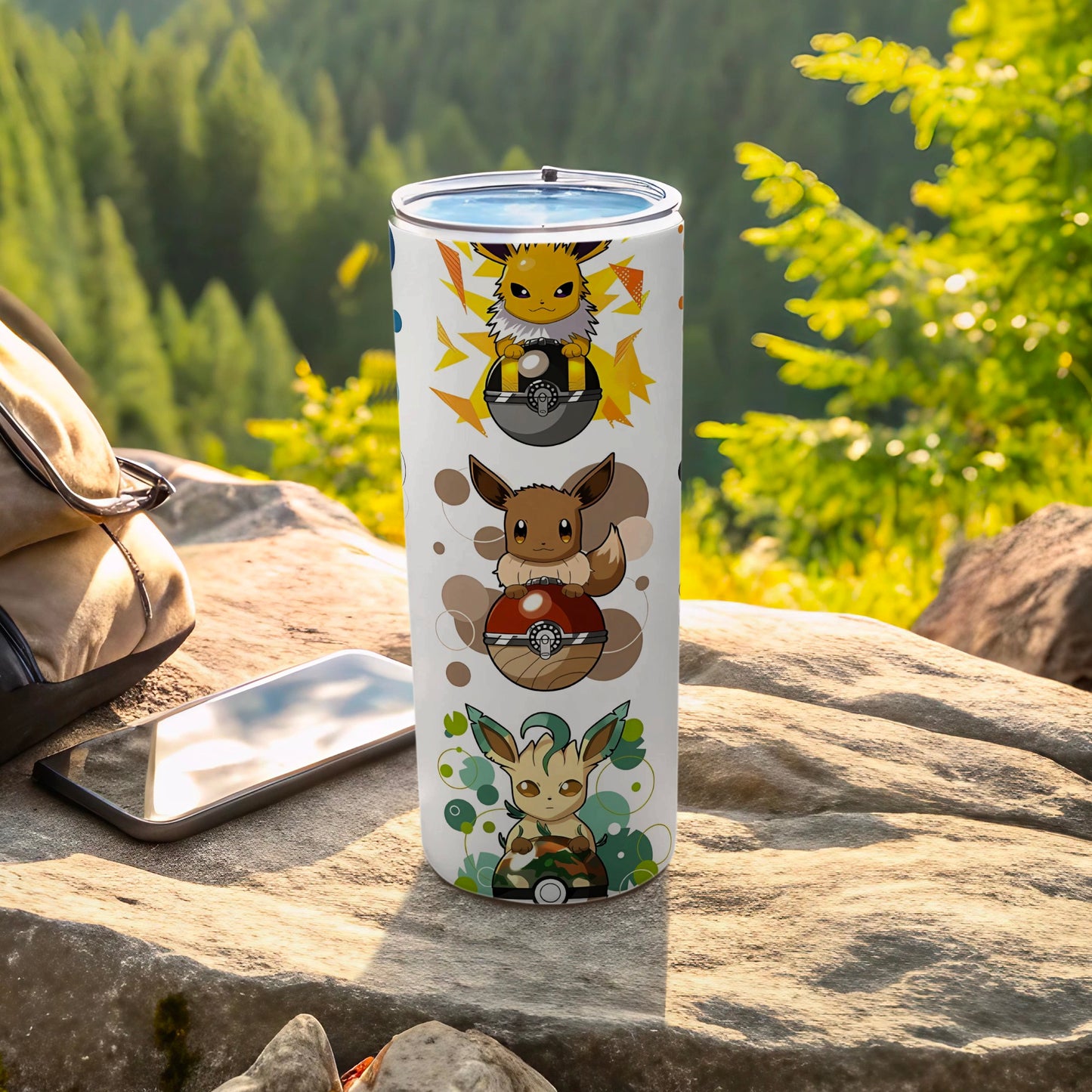 Cute Pokémon Characters on White Travel Tumbler