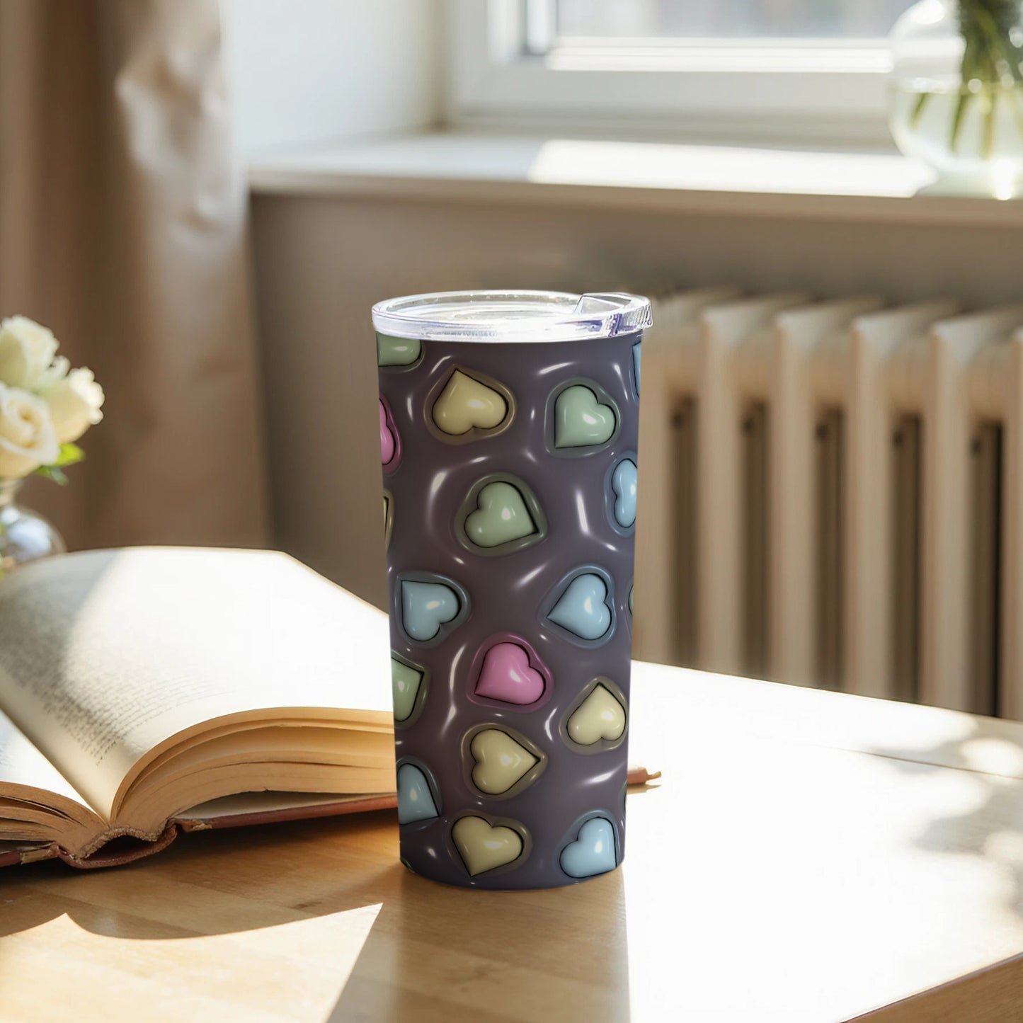 Colorful Hearts Pattern Insulated Tumbler Product