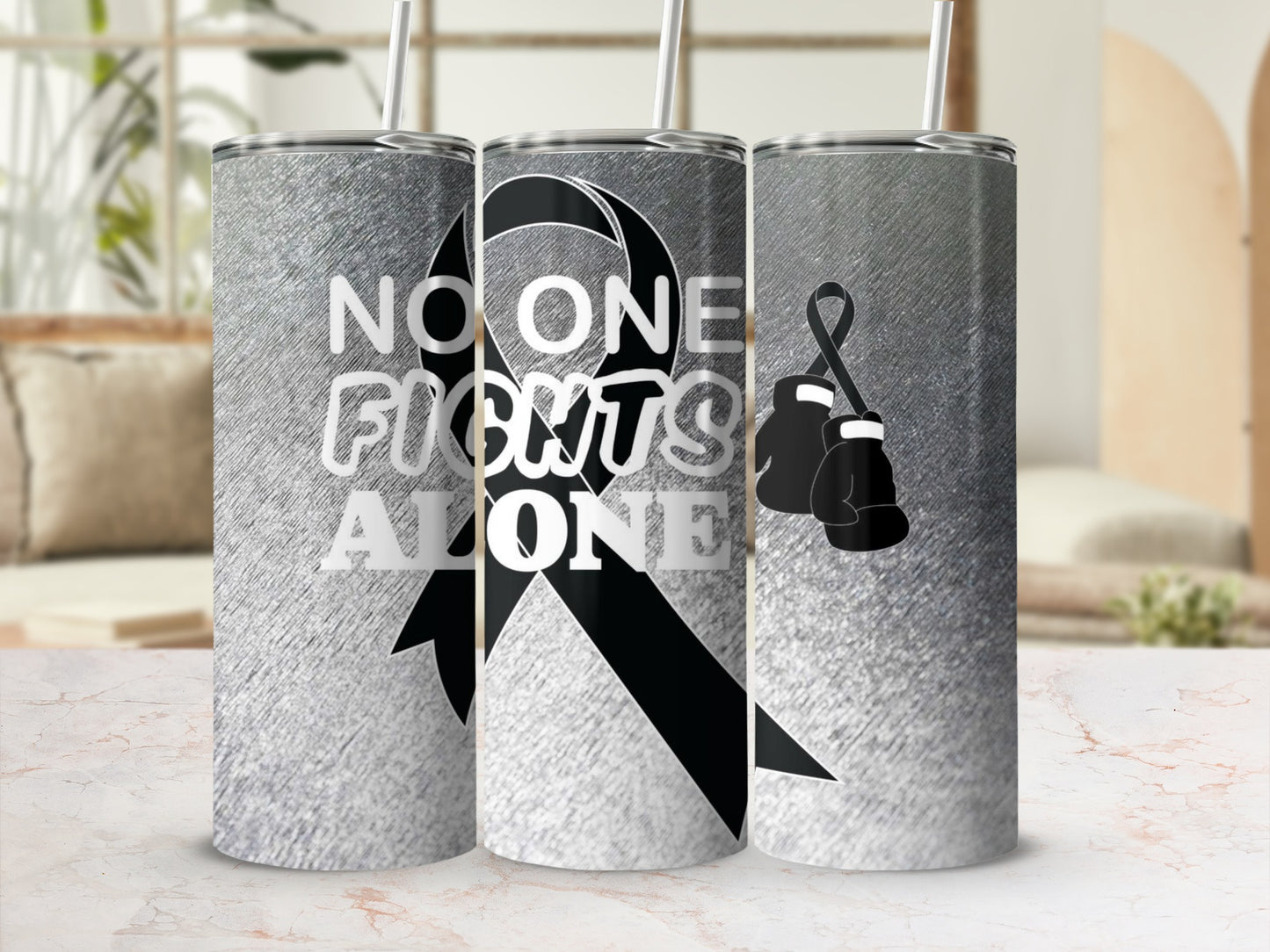 No One Fights Alone Boxing Ribbon Tumbler Cup