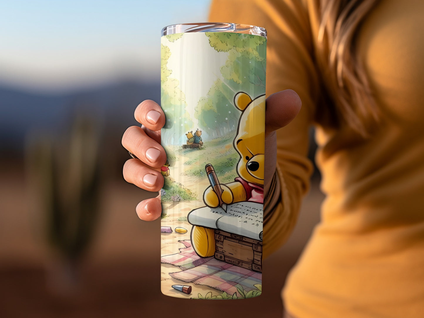 Winnie the Pooh Writing in Hundred Acre Wood Tumblers