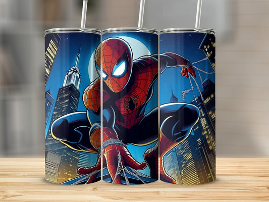 Spider-Man Swinging Through Cityscape Tumbler Product
