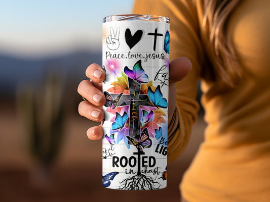 Peace Love Jesus Cross Religious Themed Tumbler Cup