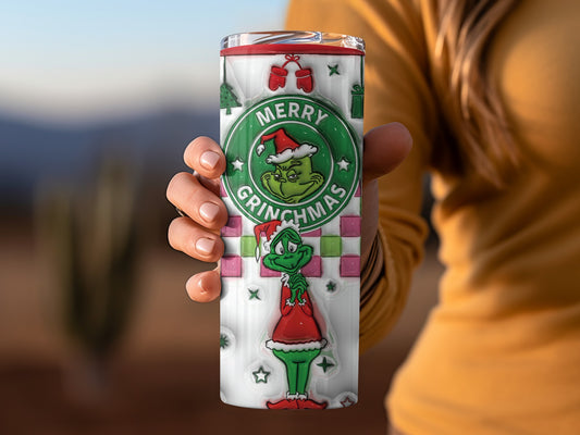 Merry Grinchmas Holiday Grinch Themed Tumbler
