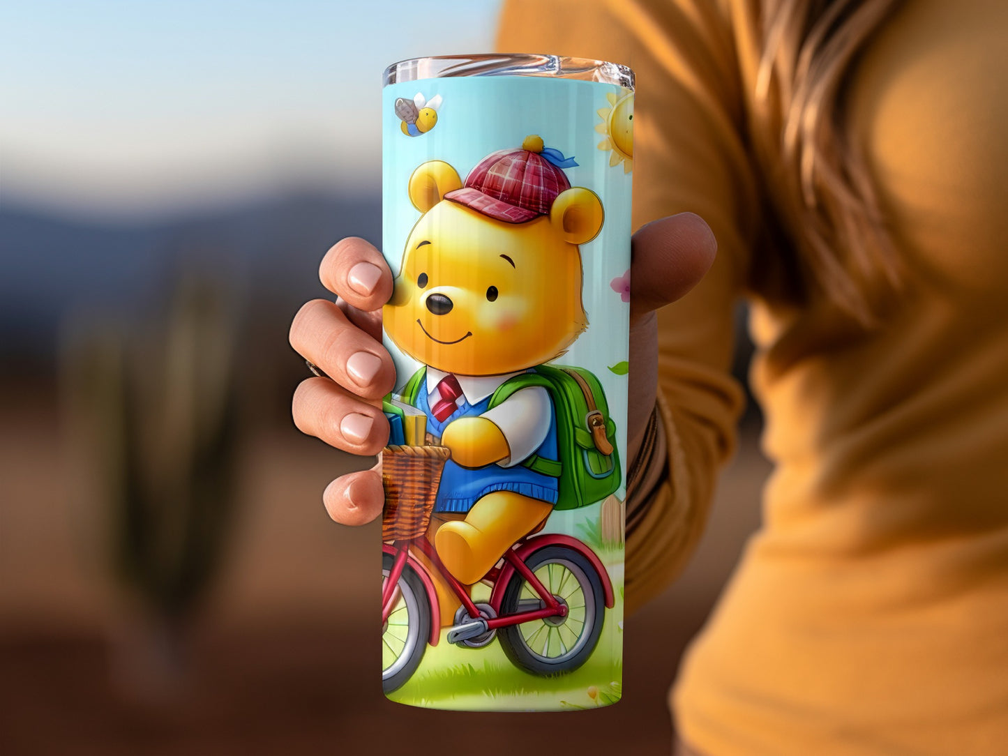 Bear With Bicycle Spring House Scene Graphics Tumblers
