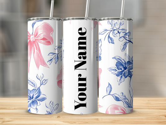 Personalized Floral Design Tumbler with Custom Name