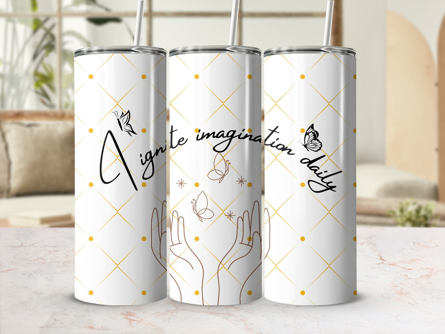 Ignite Imagination Daily Butterfly Design Tumbler