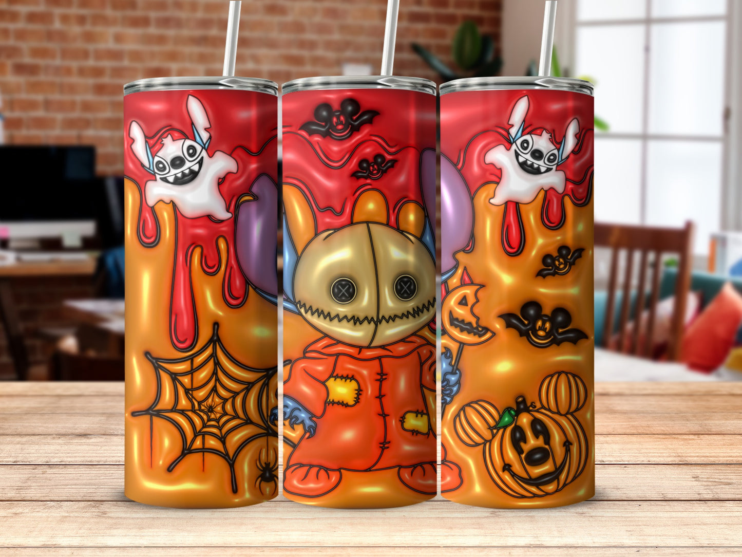 Spooky Halloween Themed Tumbler with Cute Characters