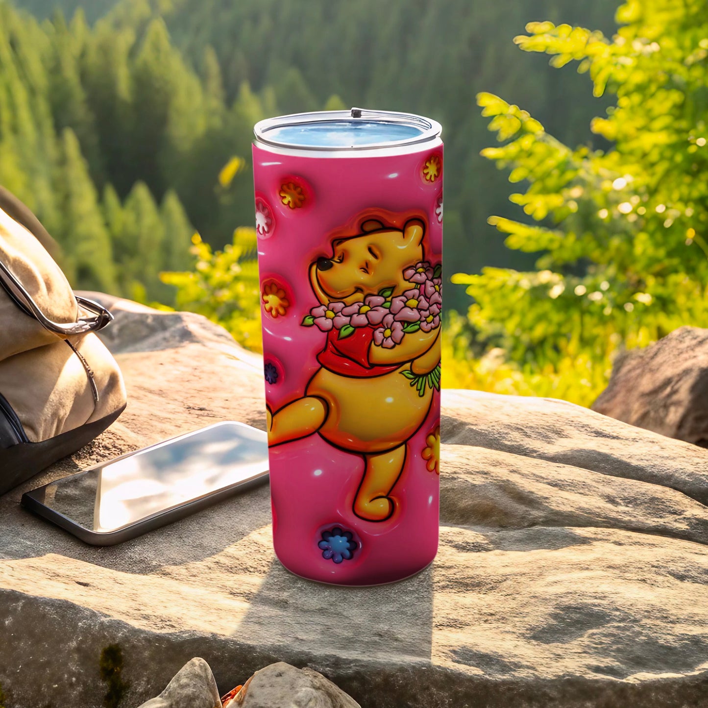 Adorable Bear with Flowers Insulated Tumbler