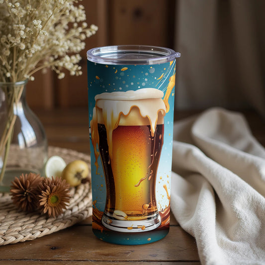 Vibrant Frosty Beer Glass Art Insulated Tumbler Cup
